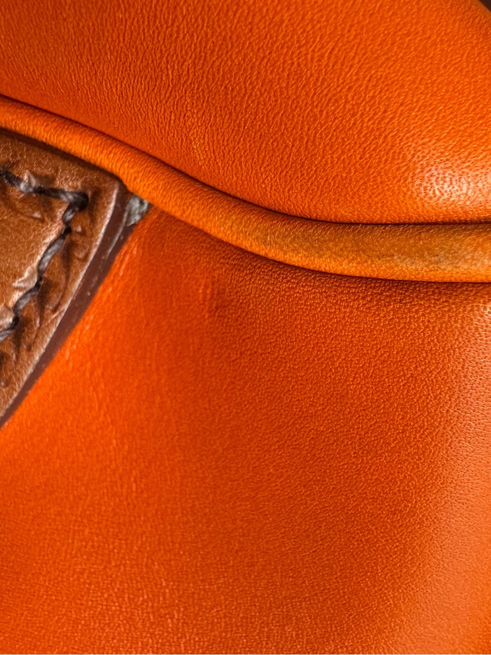 Prada Orange Leather Shoulder Bag with Brown Trim - Picture 13 of 16